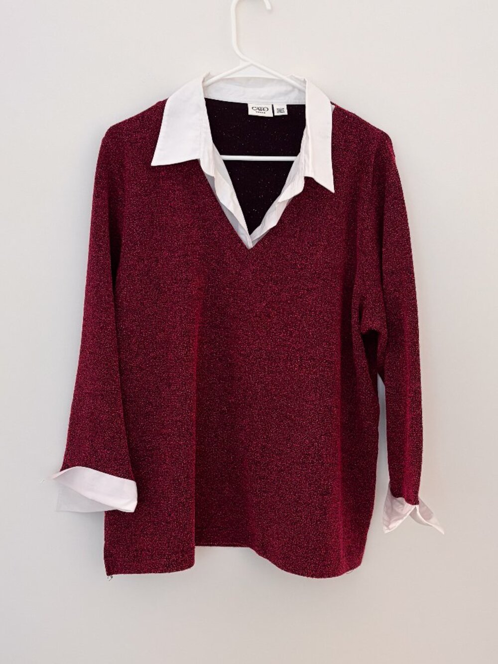 Cato Woman Red Speckled Collared Sweater Top 18/20W